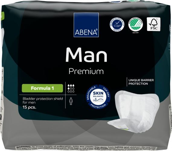 Abena Man Formula 1 Pads - 450ml - 15 Pack