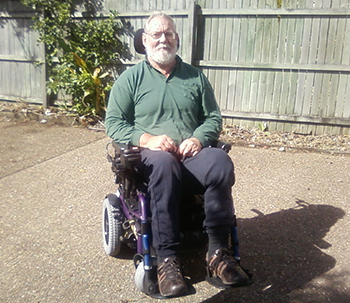 David in his latest power chair