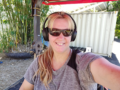 Miranda ready to tackle the days work on her property