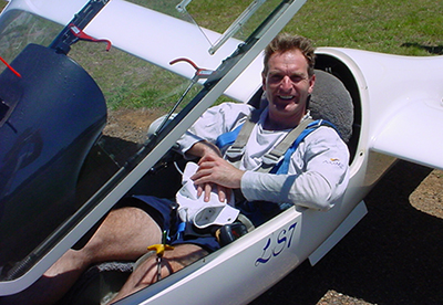 Phil in the cockpit of a glider