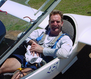 Phil in the cockpit of a glider