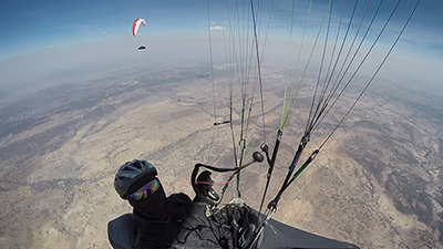 Paragliding above the paddocks