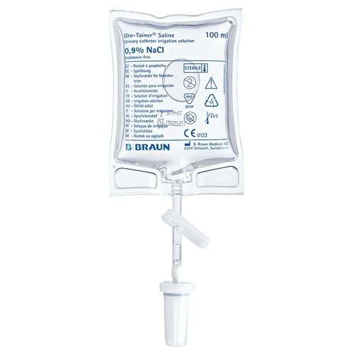 Uro-Tainer - Saline (NaCl) - 100ml catheter irrigation solution