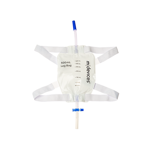 500ml Leg Bag - Inlet Tube: 10cm with T-Valve Outlet